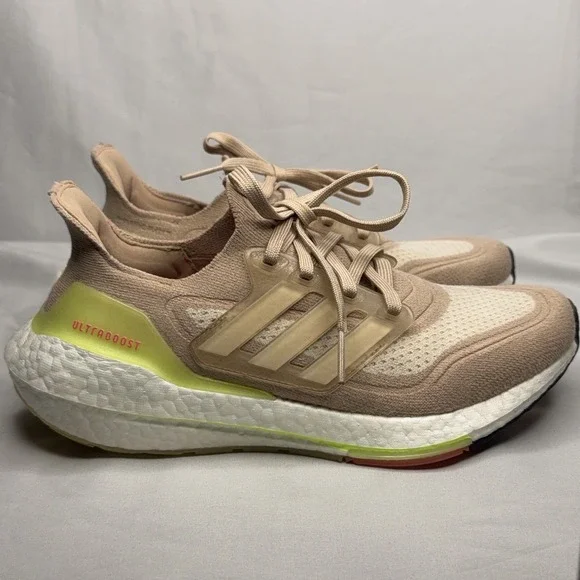 Adidas Trainers Womens 7 UltraBoost 21 Ash Pearl Pink Road Running Light Shoes - Picture 4 of 15